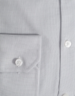 White knit dress shirt with silver dots