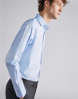 Sky blue structured cotton dress shirt