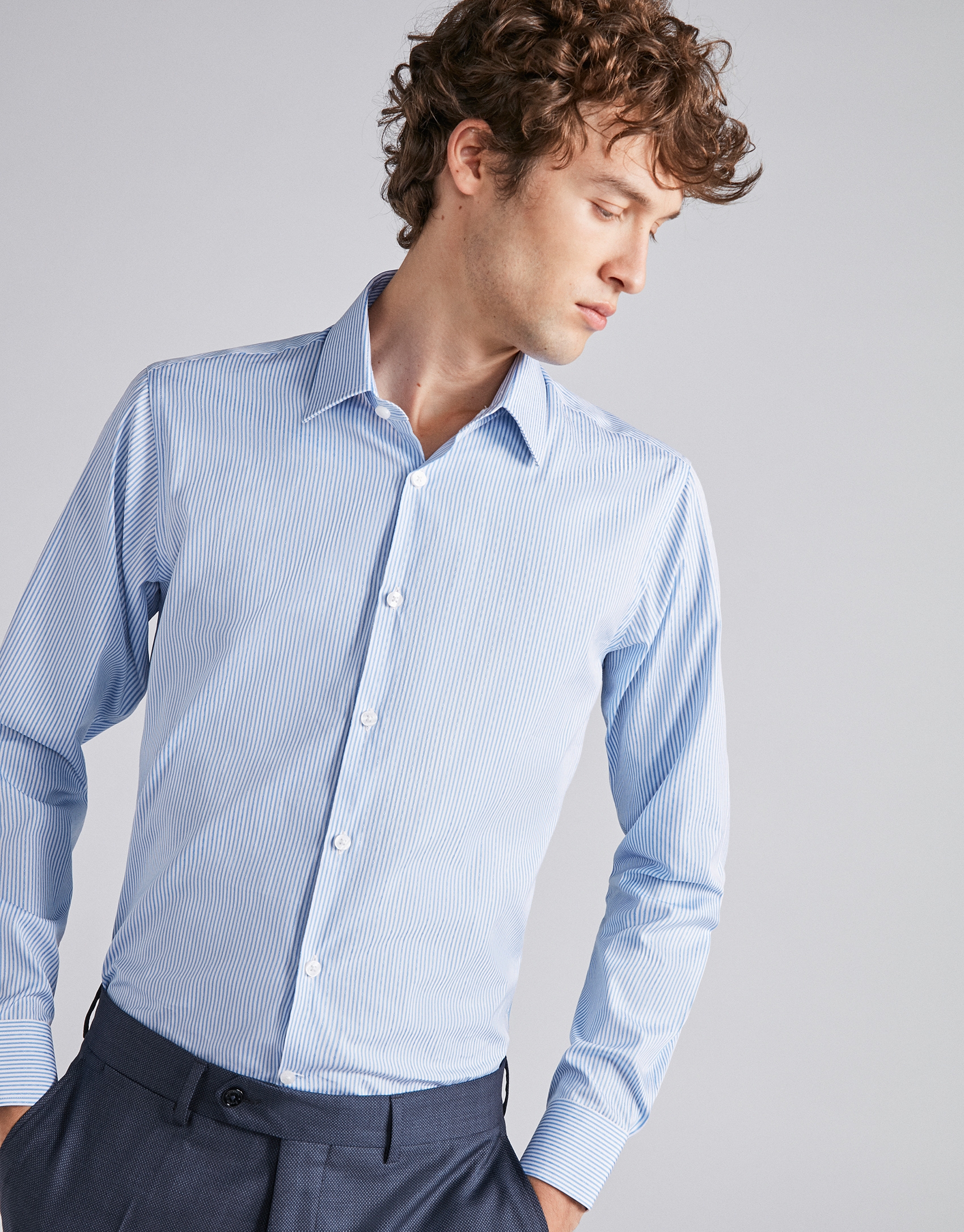 Sky blue striped dress shirt