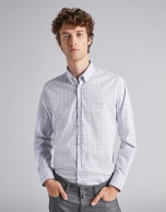 Light blue/gray melange checked sport shirt