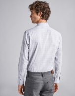 Light blue/gray melange checked sport shirt