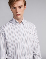 Gray/mink-colored striped sport shirt