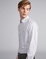 Gray/mink-colored striped sport shirt