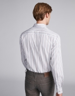 Gray/mink-colored striped sport shirt