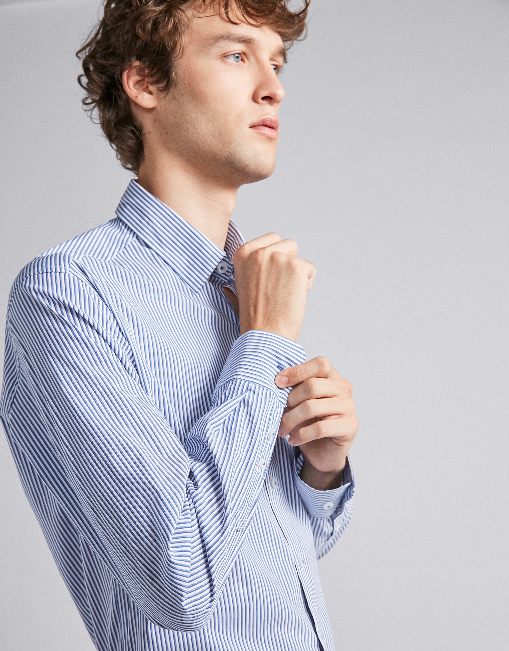 Blue degradé striped sport shirt