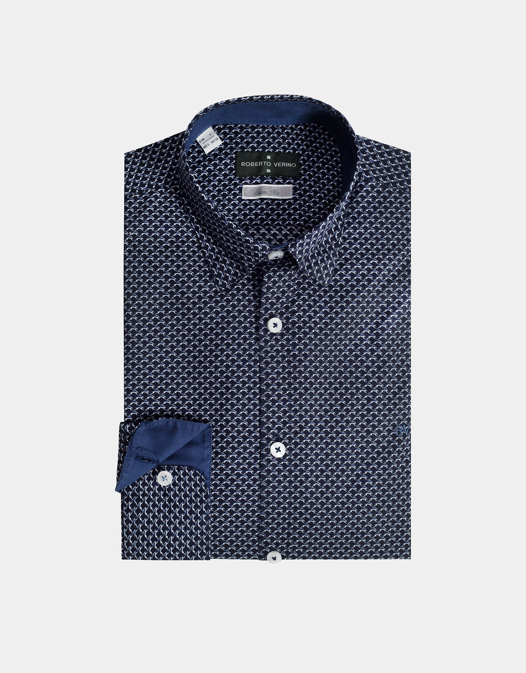 Camisa sport marino estampado geométrico