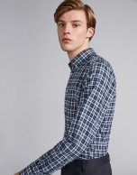 Blue and green checked sport shirt