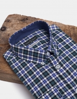 Blue and green checked sport shirt