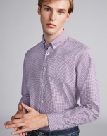 Navy blue/dark red checked sport shirt