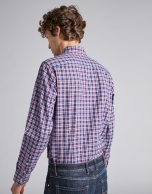 Blue/dark red checked sport shirt