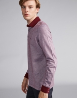 Burgundy/beige two color polo