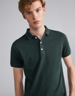 Dark green piqué polo