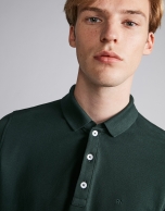 Dark green piqué polo