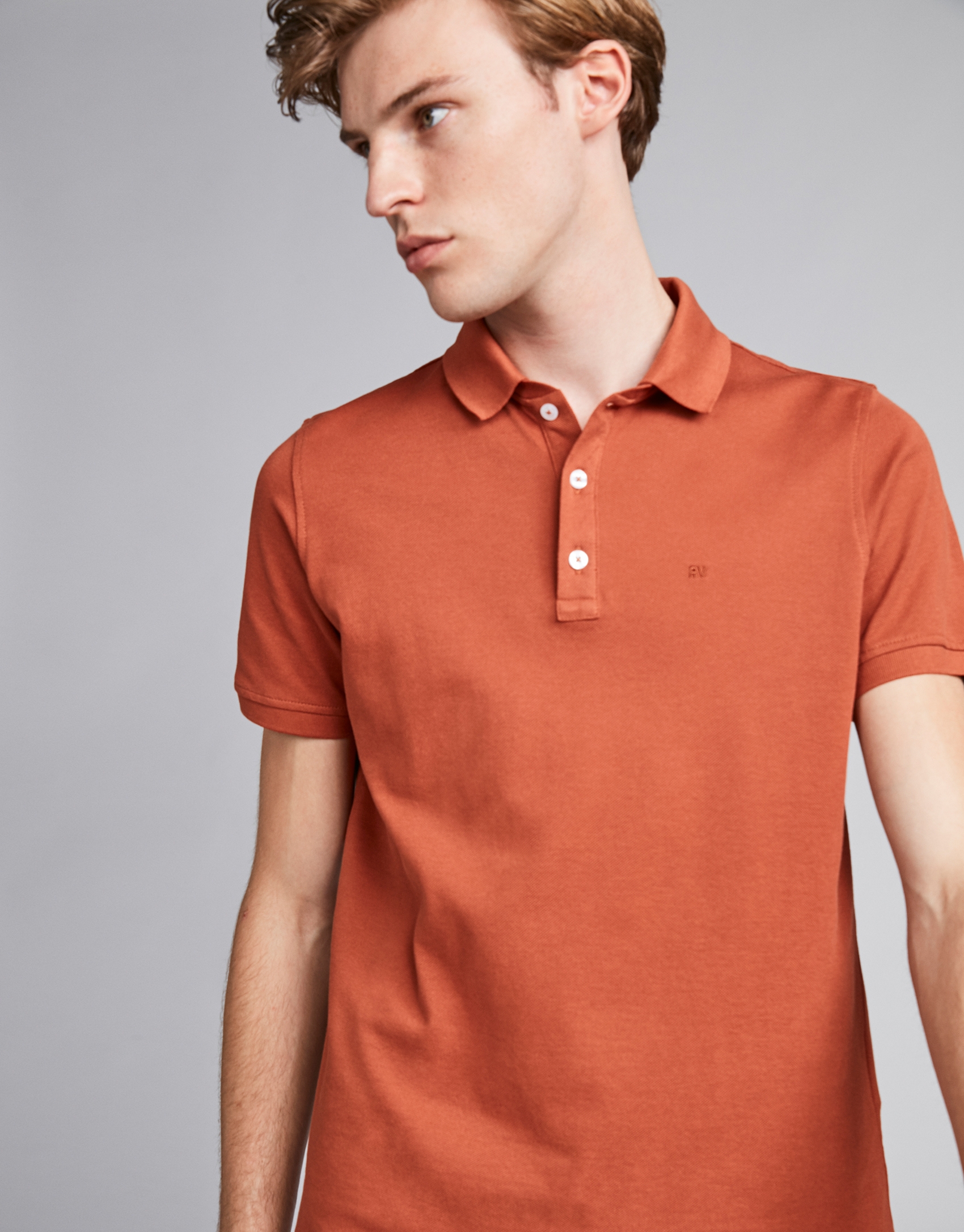 Burnt orange piqué polo