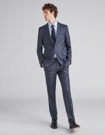 Navy blue, micro-structured wool, regular fit, suit