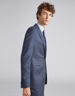 Navy blue, micro-structured wool, regular fit, suit