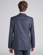 Navy blue, micro-structured wool, regular fit, suit