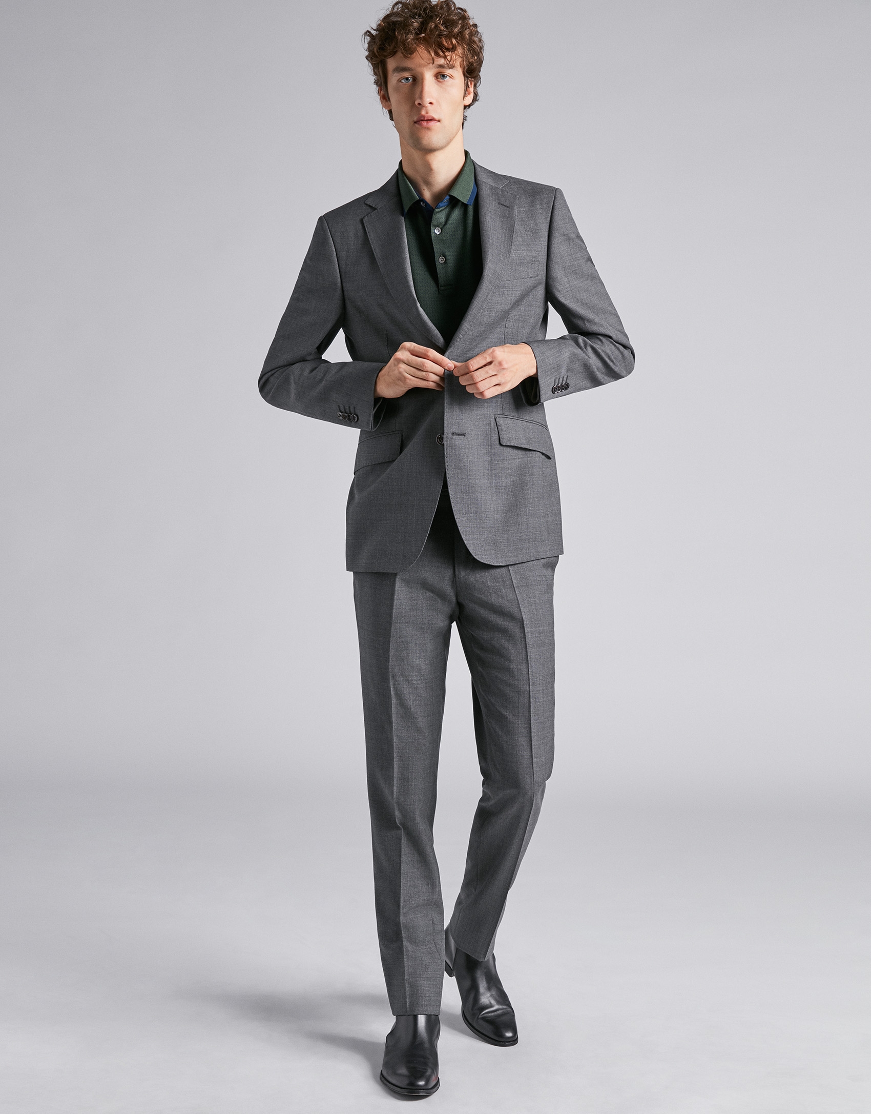 Gray fake plain, regular fit, wool suit