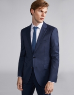 Blue fake plain, slim fit, wool suit