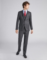 Blue checked, slim fit wool suit