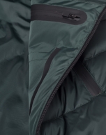 Khaki tech ski jacket with details on zippers