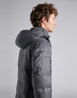 Dark gray ski jacket with detachable hood