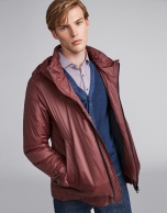 Burgundy tech, waterproof parka with zippers