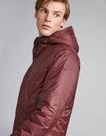 Burgundy tech, waterproof parka with zippers