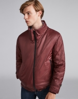 Burgundy tech, waterproof parka with zippers