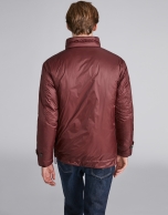 Burgundy tech, waterproof parka with zippers