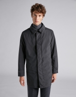 Black gabardine with detachable lining