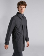 Black gabardine with detachable lining