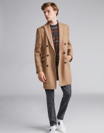 Camel wool, double-breasted coat