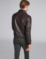 Brown leather aviator jacket