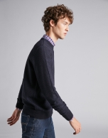 Navy blue structured wool sweater