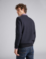 Navy blue structured wool sweater