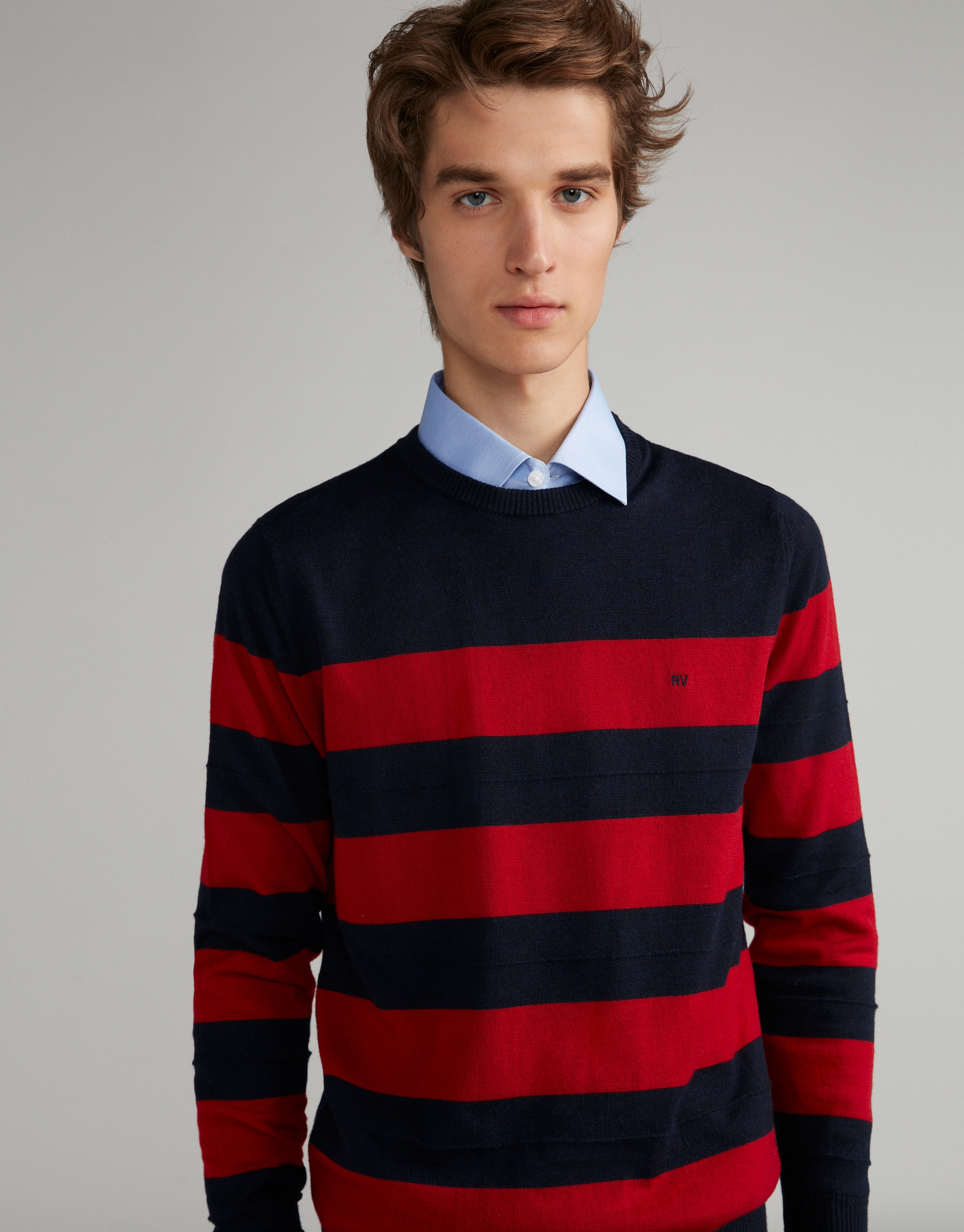 Navy blue/burgundy striped sweater