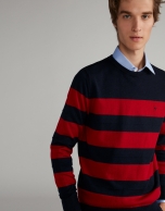 Navy blue/burgundy striped sweater