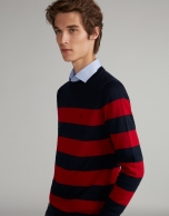 Navy blue/burgundy striped sweater