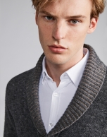 Gray jacket with shawl collar