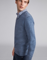 Indigo wool V-neck sweater