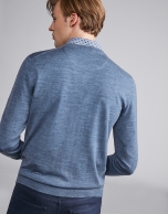 Indigo wool V-neck sweater