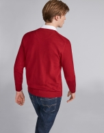 Red wool V-neck sweater