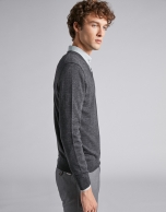 Dark gray wool V-neck sweater