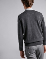 Dark gray wool V-neck sweater