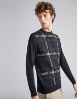 Navy blue/camel checked sweater