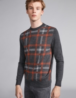 Burnt orange/gray checked sweater