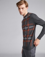 Burnt orange/gray checked sweater