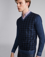 Blue herringbone sweater