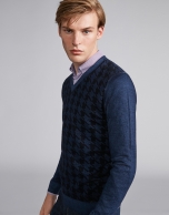 Blue herringbone sweater